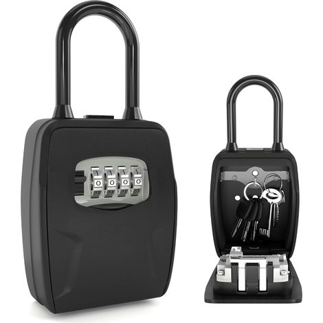 1 Boîte à clés murale, code 4 chiffres, alliage aluminium, étanche, pour extérieur et porte (1/5)