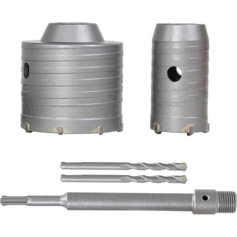 Sega a tazza per muro da 150 mm. Set di seghe a tazza per muro elettriche con percussione, prolunga per impugnatura rotonda da 22 x 200 mm. (1/4)