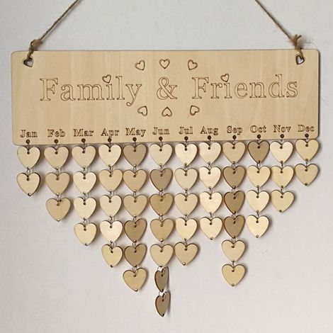 Calendrier du Souvenir TuseRxln – Plaque en bois – Anniversaires et rendez-vous familiaux – 1 pièce – Décoration en bois (1/5)