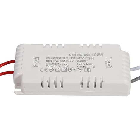 Transformateur Halogène Basse Tension 105W, Sortie Maximale, Lampes Halogènes à Quartz 12V, Alimentation électrique pour Lampes 220-240V à 12V (1/5)