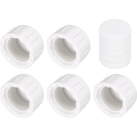 5Pcs Bouchon De Raccord Pour Tube PVC Avec Filetage Femelle Blanc (1/5)