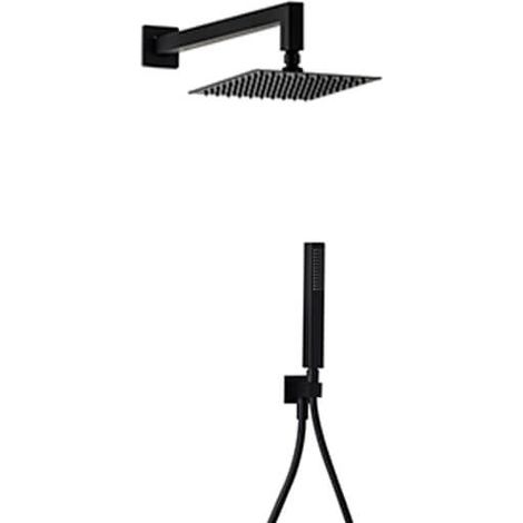 Kit doccia nero opaco soffione slim ultrapiatto quadrato da 25 cm (1/4)