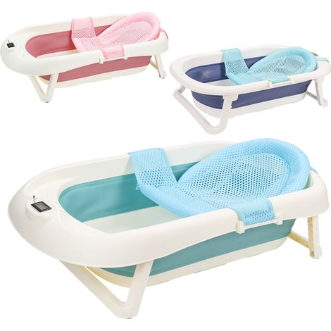 SWANEW Vaschetta da bagno per neonati Vaschetta da bagno per neonati pieghevole Sensore di temperatura, verde (1/5)