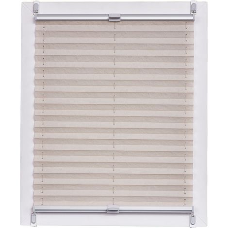 SunL Ines Plissettato Made in Germany, Luce del Giorno, echtc Rush Klemmfix, Argento Grigio Schiene, 50 X 150, Tessuto, Naturale, 50 x 2.3 x 150 cm (1/3)