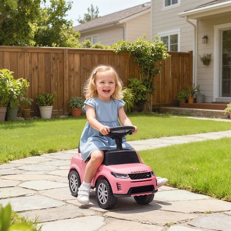 Voiture électrique Land Rover sous licence officielle pour enfants de 18 à 36 mois avec rangement, klaxon et bruits de moteur - Rose (1/5)