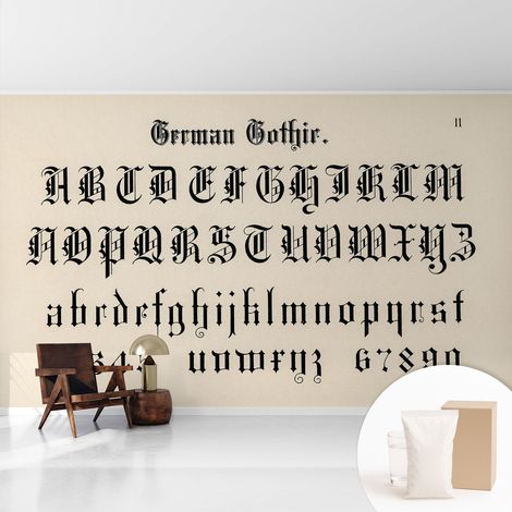 Papier peint intissé pour salon chambre à coucher peint imprimé pour mur - Colle incluse gratuite Lettres gothiques 416x254 cm (1/5)