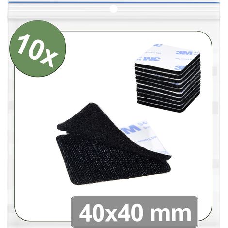 Quadrios 25CA655 Klettpunkte zum Aufkleben Haft- und Flauschteil (L x B) 40 mm x 40 mm Schwarz 10 St