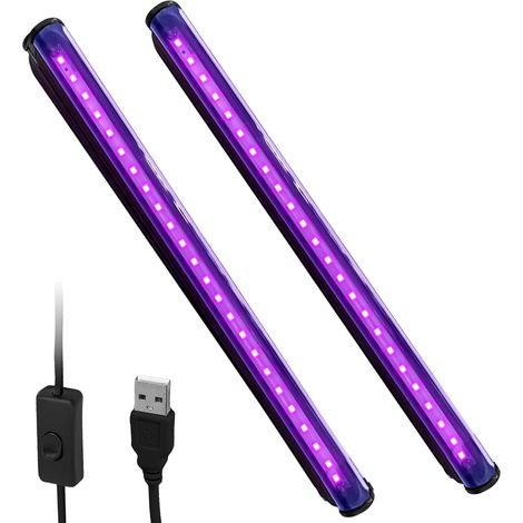 2 barras de luz negra portátiles, tubo LED UV, lámpara morada con enchufe para fiestas, pintura fluorescente, acuarios y pósteres fluorescentes. (1/5)