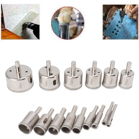 Ensemble de 15 pièces de scies cloches diamantées pour verre, forets pour verre, scie cloche pour marbre, forets pour céramique (6-8-10-12-14-16-18-20-22-25-28-30-35-40-50 mm) (1/5)