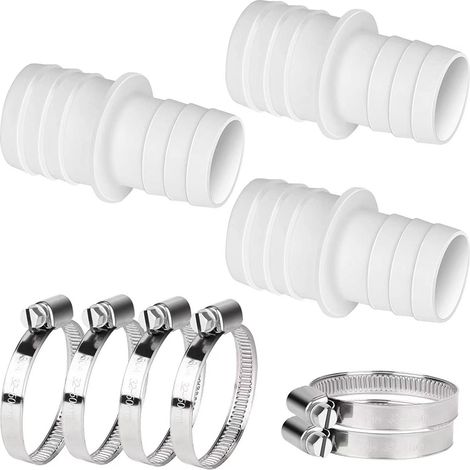 Lot de 3 raccords de tuyau de piscine 32 mm à 38 mm avec 6 colliers de serrage adaptateurs de tuyau de piscine (1/4)