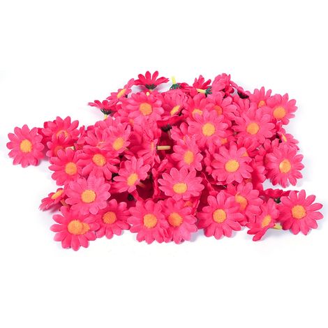 100PCS Daisy Artificial Simulated Sun Flowel Heads Bulk Wedding Party Decor (5 Rose Red)