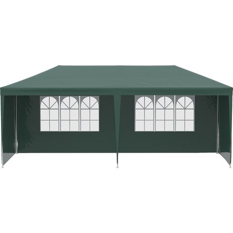 Grüner 6x3m Gartenpavillon, Empfangszelt mit Fenstern und abnehmbaren Seitenwänden für Feiern und Hochzeiten