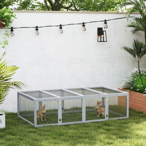 Recinto in legno per piccoli animali con porta, 181 x 100 x 48 cm, grigio HAVRYA (1/5)