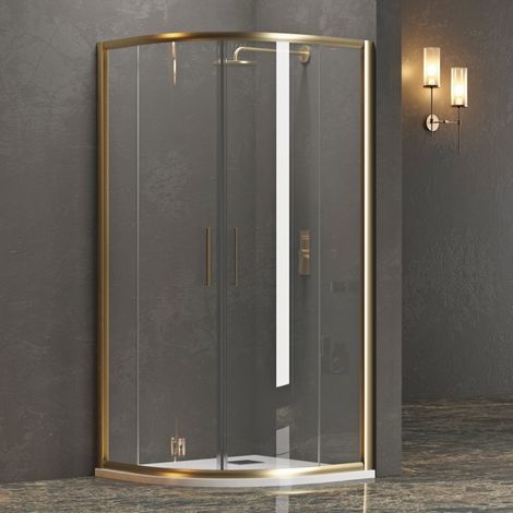 Box doccia semicircolare 80x80 finitura oro opaca KE-2000R kamalu