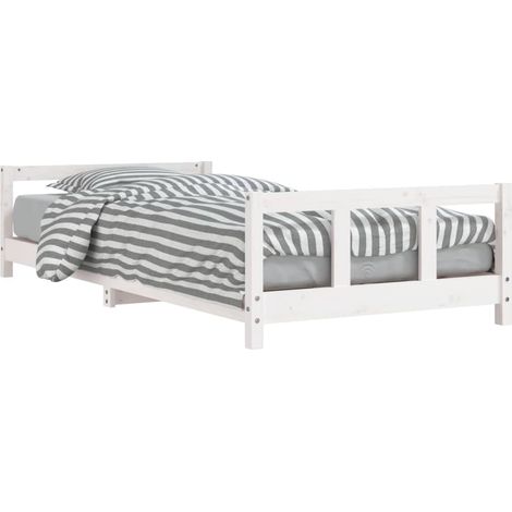 Cadre de lit pour enfants blanc 90x190 bois de pin massif (1/5)
