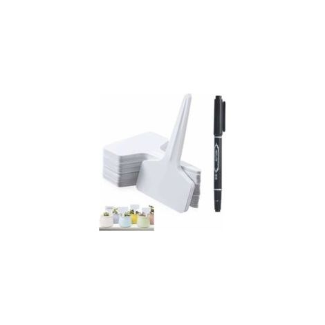 Pflanzenetiketten, Setzlingsetiketten, 60 T-förmige Gartenetiketten (6 x 10 cm), wasserfest und wiederverwendbar – ideal für Töpfe und Gartenzubehör. (60 Etiketten - Crezuo) (1/4)