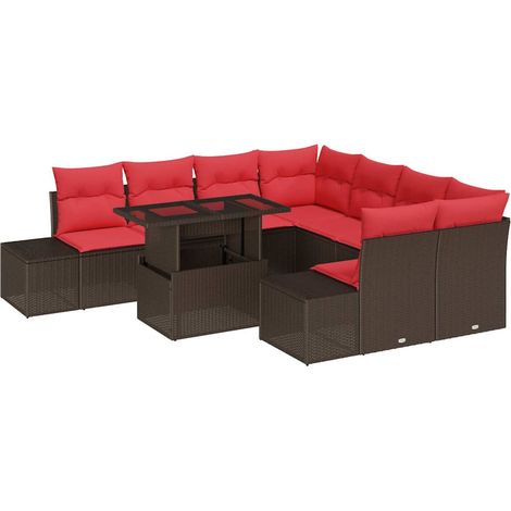 Conjunto de sofá de jardín 9 uds. 8-Número de plazas vidaXL (1/5)