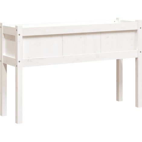 Vaso per fioriera aiuola rialzata piante fiori giardino terrazze con piedini 110 x 31 x 70 cm legno massello di pino bianco 020038870