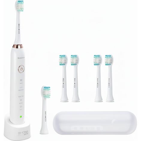 Shona Schallzahnbürste (Vibrationen, effektive Reinigung) 6 Bürstenköpfe (1/5)