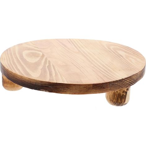 Support en bois pour plantes, base rustique pour pot de fleurs ronde (1/5)