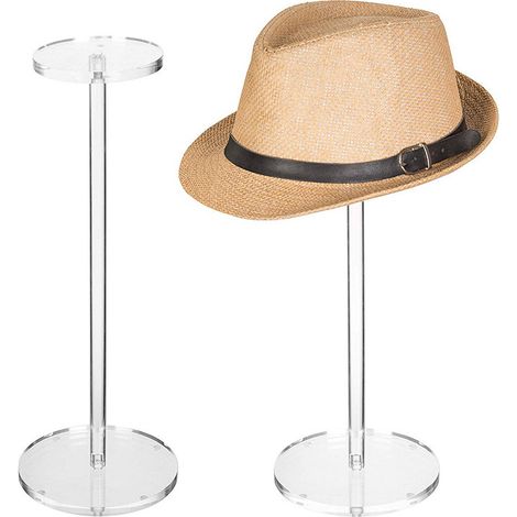 BEBUSINGOTO 2 ensembles de support de chapeau en acrylique, psupport de chapeau de baseball, support carré rond en acrylique pour afficher des chapeaux, des montres et des bijoux (style rond, 30,5cm) (1/5)