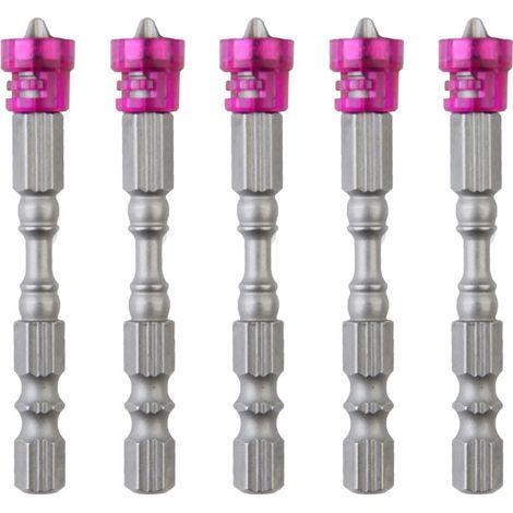 Kit d'outils à tige hexagonale magnétique en acier allié 5 pièces, embout de tournevis croisé S2 pour le travail du Purpre