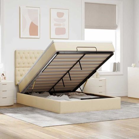 Ottoman-Bett mit Matratze & LEDs Creme 140x200 cm Stoff (1/5)