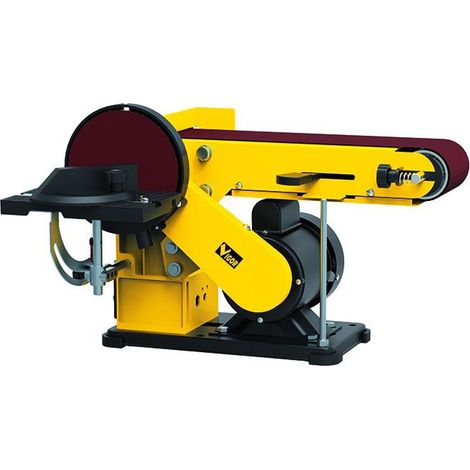Vigor 9069510 Levigatrice a Nastro e Disco da Banco 350 W Disco 150 mm 1450 rpm Nastro 100x914 mm 292 m-min Inclinazione Piastra 0-90° colore Nero