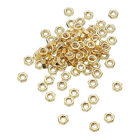 100Pcs M3 Laiton Vis Hexagonal Écrou Boulon 3Mm Diamètre 1.5 Mm Hauteur Du Filetage (1/5)