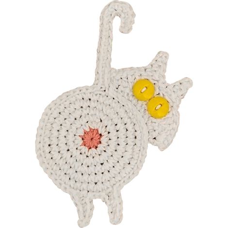Sous-Verre Chat - Tapis Crochet Main Absorbant - Décoration Maison Bureau - Cadeau Amoureux des Chats - Lot de 1 (1/5)