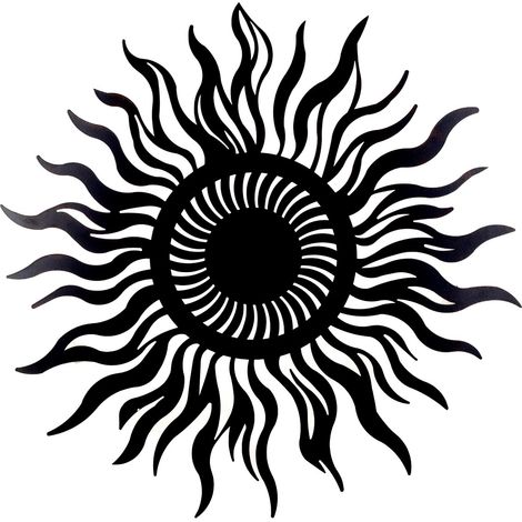 60 cm große Sonnenfigur aus schwarzem Metall  Moderner Stil für den Garten