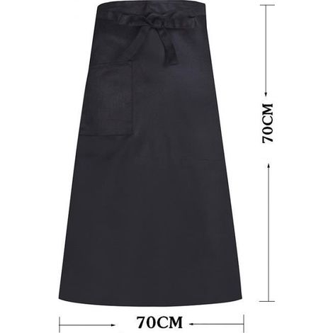 Tablier de chef - 1 pièce, coton, demi-tablier, pour hôtel/restaurant - Noir Étiquette