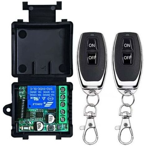Interrupteur de Télécommande sans Fil 433MHz 230V 220V 240V Récepteur de Relais de commande à distance à 1 Canal avec 2 Émetteurs télécommandes Contacts sans potentiel Contrôleur de Relais