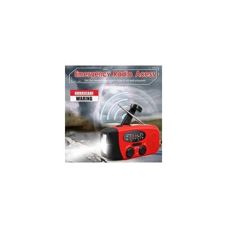 Radio solaire d'urgence – Batterie externe 2000 mAh – Lampe torche – Rouge ABS (1/4)