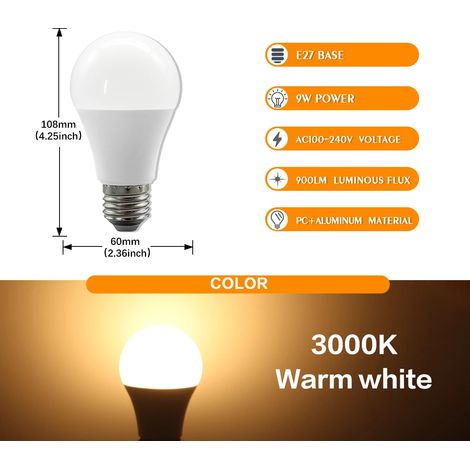 Ampoule LED 9W (E27 3000K, 1 pièce), éclairage décoratif pour la maison