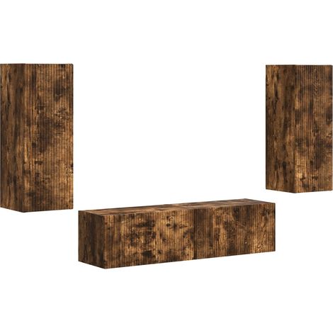 Ensemble meuble TV 2 pcs Chêne fumé Bois d'ingénierie