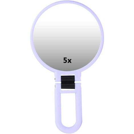 Miroir grossissant pliable x5, miroir de maquillage portable de voyage avec miroir cosmétique réglable (violet) (1/5)
