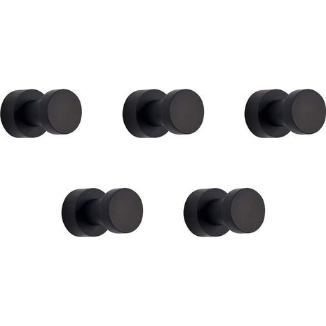 Crochets à serviettes noir mat - Ensemble de 5 Crochets muraux en métal antirouille pour salle de bain et cuisine Autocollant ou pour montage mural (1/5)
