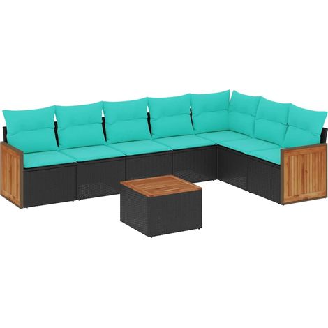Maison Exclusive - Ensemble de canapé de jardin 8 pcs avec coussins noir résine tressée (1/5)
