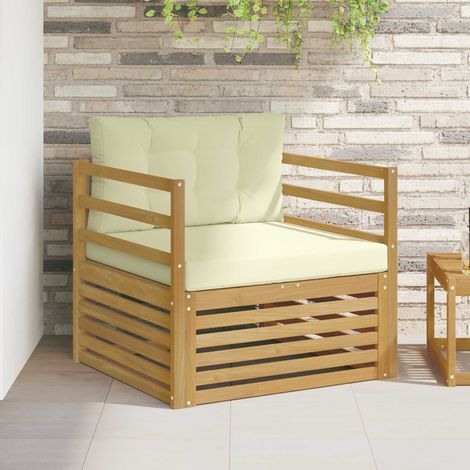 vidaXL Sofá de exterior Blanco y Crema (1/5)