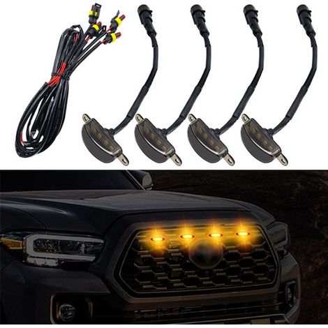 Éclairage de calandre, phare pour SUV, pick-up et voitures, feu de jour universel à LED, mini lampe orange universelle (1/4)