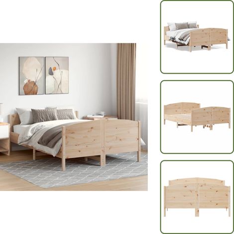 The Living Store Massivholzbett ohne Matratze 160x200 cm Kiefernholz - Holzbett - Kiefernholzbett - Massives Holzbett - Doppelbett - Bettrahmen