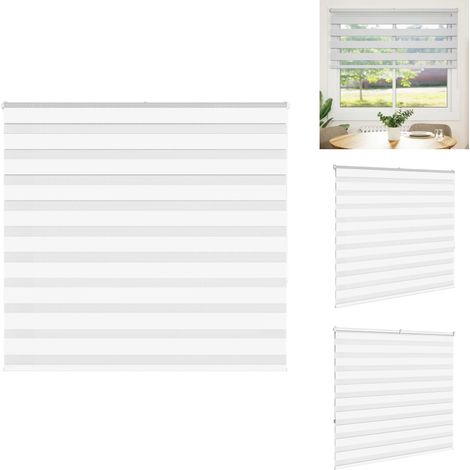 Store zèbre blanc 160x150 cm largeur du tissu 155,9cm polyester - Store Zébré - Stores Zébrés - Store À Enrouleur Zébré - Double Store À Enrouleur (1/5)