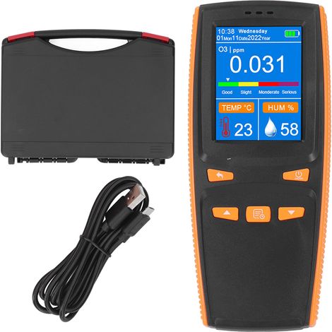 Détecteur de Ozone Portatif avec Écran LCD 320x240, Analyseur Multifonctionnel à Recharge USB, Compteur de Qualité d’Air Portable pour Mesure Précise (1/5)