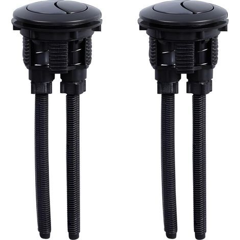 2 Pieces Black Flush Button Replacement Toilet Water Flush Button 38 mm Double Button Round Flush for Bathroom Water Tank Repair (1/5)