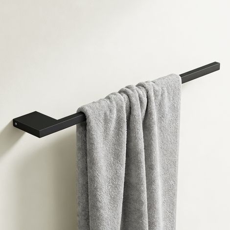 Mai & Mai Portaasciugamani Bagno da Muro in Acciaio Inox, Montaggio a Sinistra o a Destra, Porta Salviette da Parete per Bagno e Cucina, 38cm, Nero Opaco, Tavrin-05 (1/5)