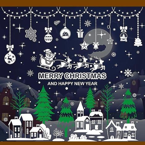 Décorations de Noël pour fenêtres, autocollants réutilisables pour fenêtres de Noël, flocons de neige décoratifs. (1/2)