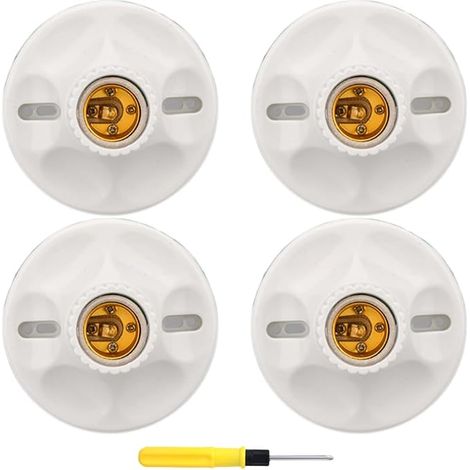 Douille E27 Cercle vis Socle Céramique Lampe Halogène LED Bricolage Douille Plafond Blanche (1/5)