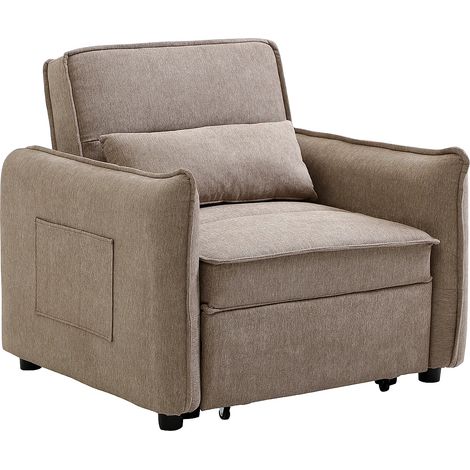 Poltrona letto in tessuto talpa - FENORA (1/5)