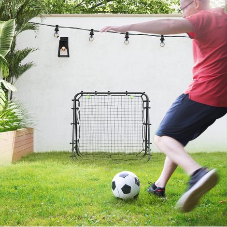 Rimbalzatore da calcio regolabile in 5 posizioni, rete doppia faccia, acciaio nero 100 x 95 x 90 cm (1/5)